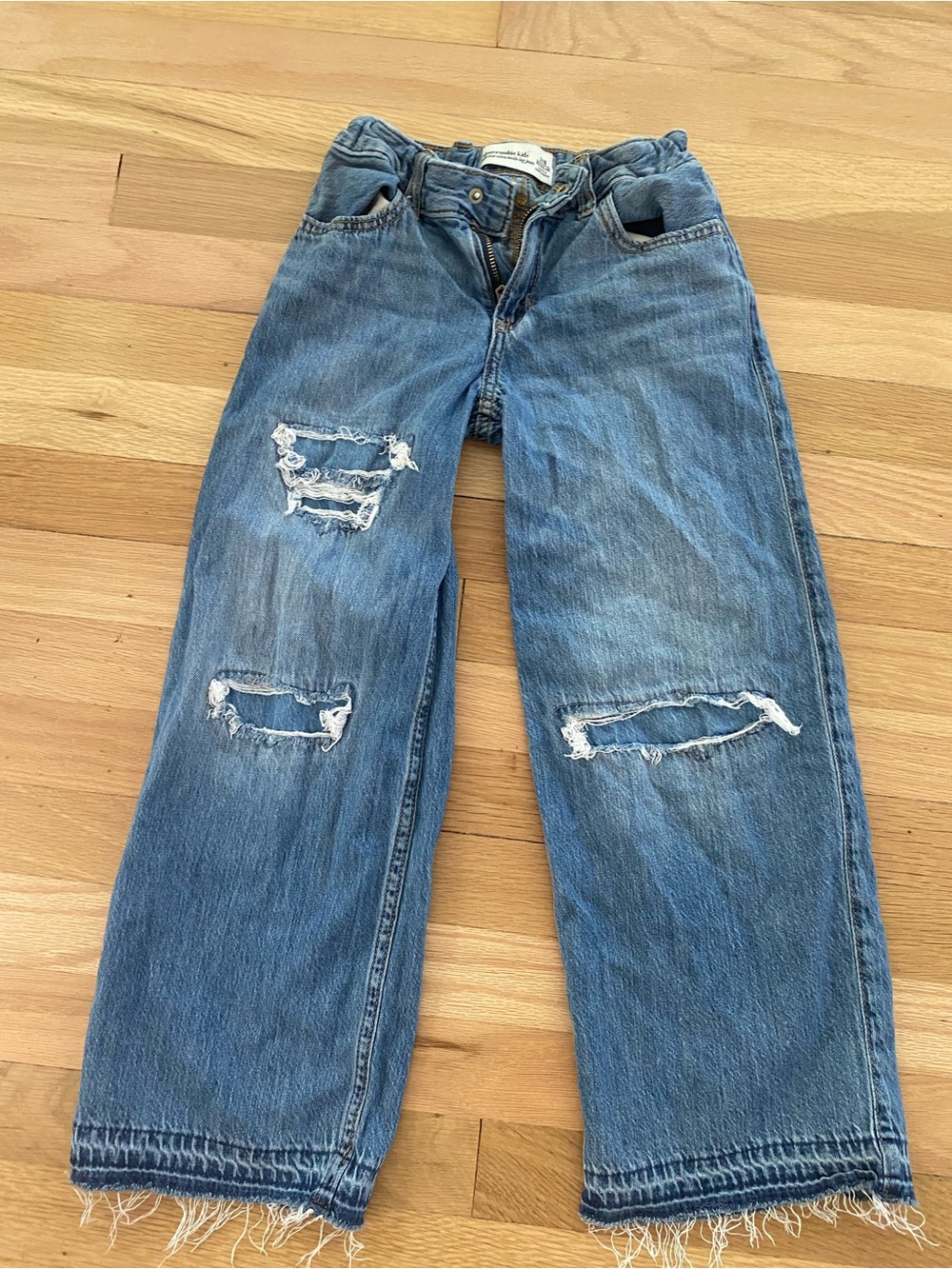 abercrombie kids Medium Blue Distressed Wide-Leg Jeans